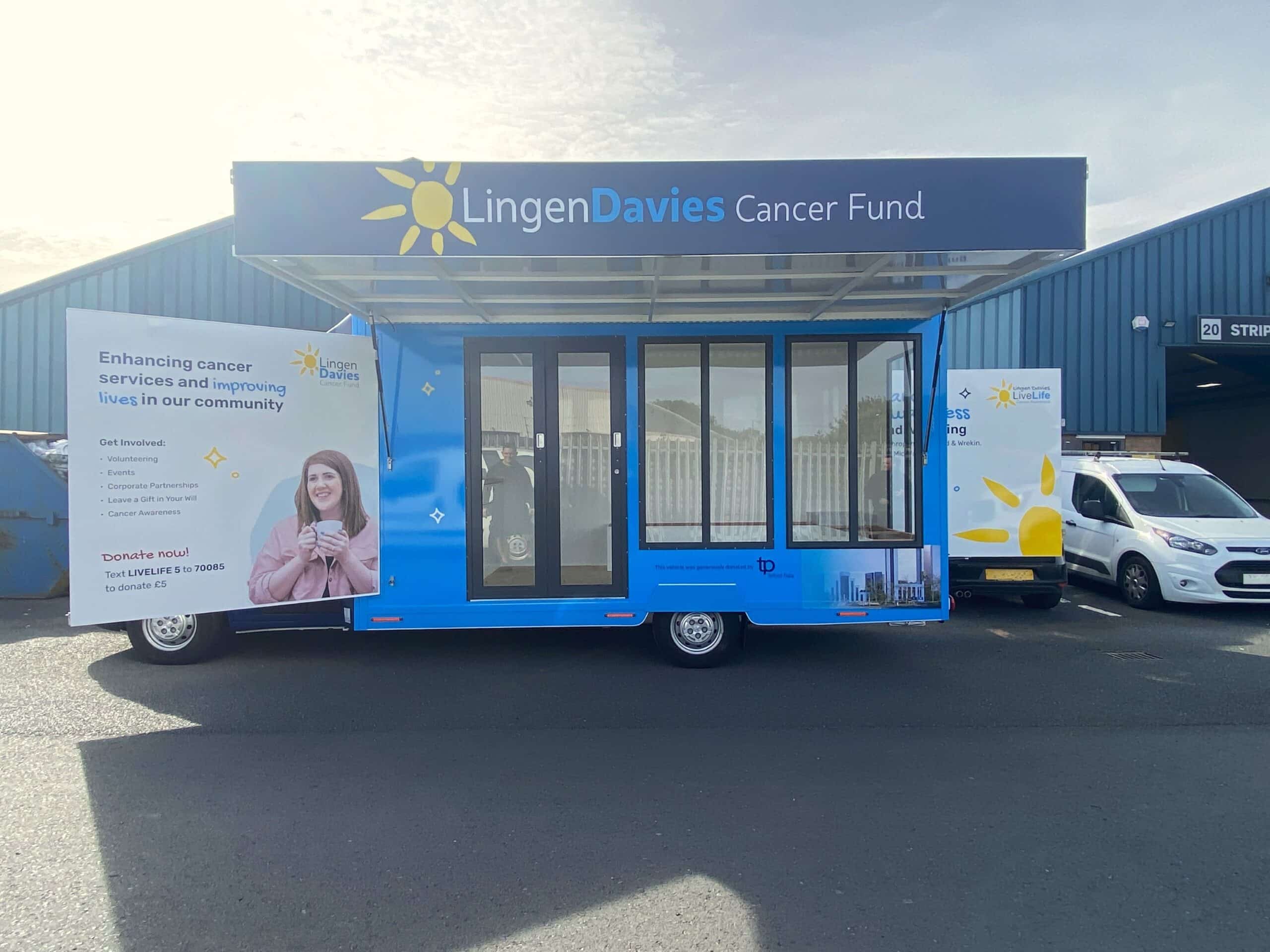 Lingen Davies Cancer Support Vehicle outside Stripe Master workshop